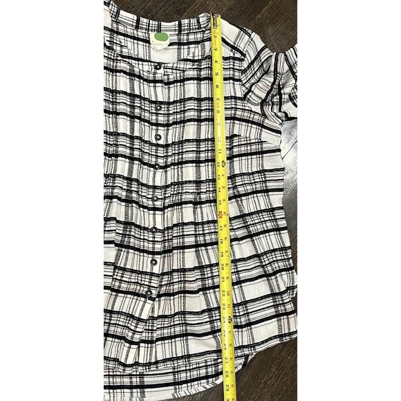 Anthropologie Women's Blouse Size 10 Black Plaid Tunic Button Down Wool Blend - Picture 7 of 10